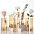 Didaey 24 Pcs Acrylic Bud Vases Amber, Cylinder Vase for Rose Centerpieces by Didaey