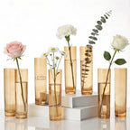 Didaey 24 Pcs Acrylic Bud Vases Amber, Cylinder Vase for Rose Centerpieces by Didaey