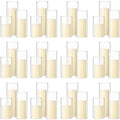 72 Pcs Pillar Candles and Glass, 2.6'' X 4.7'', 5.9'', 7.9'', Ivory White by Shihanee