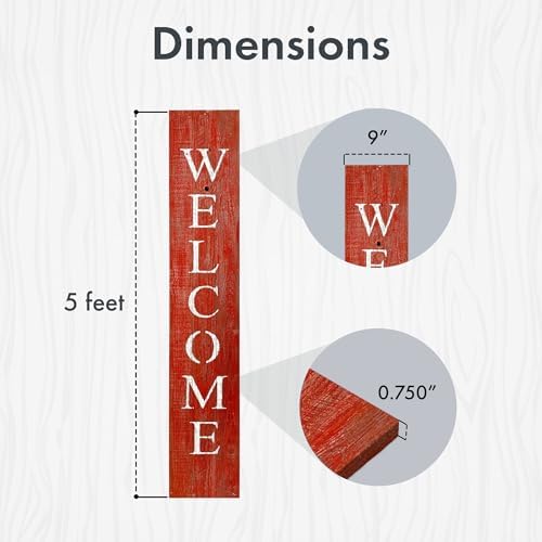 BARNWOODUSA Wooden Welcome Sign for Front Door 5 Foot, 5-Foot, Rustic Red - Image 5