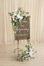Ling's moment Welcome Sign Flowers, Wedding Floral Swag, White and Sage - Image 5