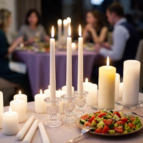 Foaincore 108 Pack Glass Candlestick Holders Bulk 2.5 Inch Taper Candle Holders Small Ritual Candle Stand Table Centerpieces for Wedding Christmas Valentine's Festival Party Dining Decorations (Clear) - Image 5