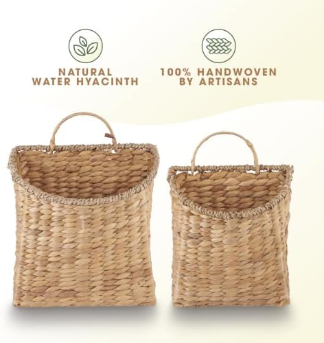 84ECO Set of 2 Wicker Hanging Baskets for Wall, Door - Wall Basket Decor - Image 6