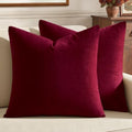 MIULEE Velvet Throw Pillow Covers 22x22 Inch Pack of 2 Wine Red by MIULEE