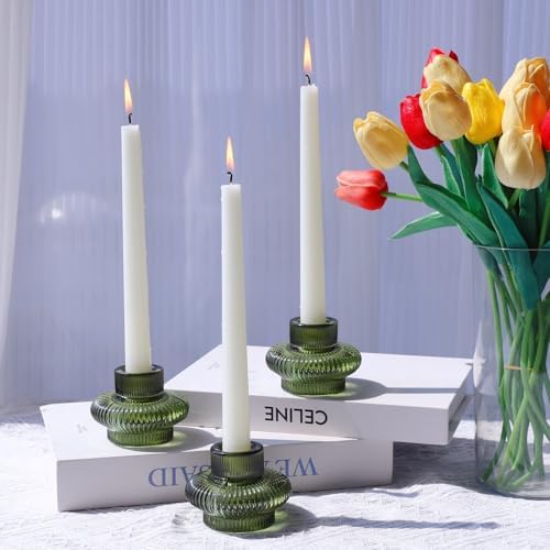 VOHO 12pcs Green Candlestick Holders for Spring and Christmas Decorations - Image 2