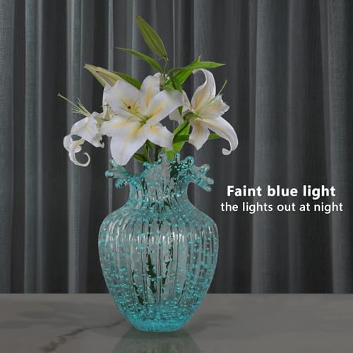 Handmade Glass Flower Vase Luminous Waves Mouth Decorative Vase for Flowers - Image 3