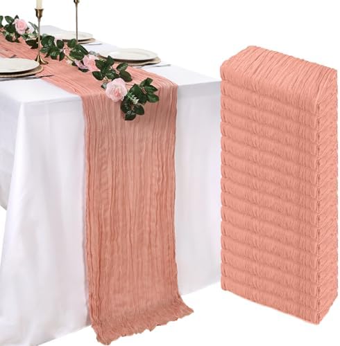 16 Pack Peach Cheesecloth Table Runner 23 x 120 Inch 10Ft by Pepmily