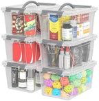 6L Clear Storage Latch Bins, 6-Pack Organizer Box with Handle by Qskely