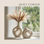 Cream White Ceramic Heart Shaped Vases Set of 2 - Image 2