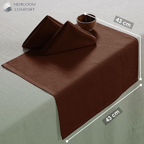 Brown Cloth Napkins - 100% Cotton, Soft, Durable, Absorbent, Washable - 12 Pack - Ideal for Spring, Summer Gatherings, Farmhouse, Rustic Weddings, Thanksgiving, Fall, 17x17 Inch - Image 6