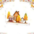 Glitzhome Fall Table Decoration for Home 18"L Fall Metal & Wood Village Table Sign Thanksgiving Table Centerpiece for Autumn Harvest Party Home Kitchen Farmhouse - Image 2