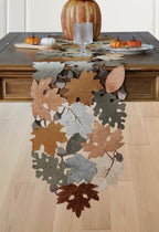 KEVA Fall Table Runner 120inches Long, Autumn Maple Leaves Velvet Table Runner 14x120 inch for Thanksgiving Kitchen Table Decoration, Harvest Embroidered Table Decoration - Image 5