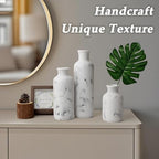 Resin 3 Piece Decorative Vase Set, White Marble Look Farmhouse Home Decor - Image 6