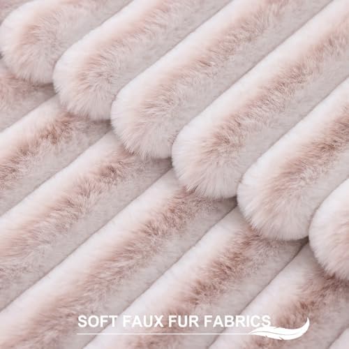 Pallene Faux Fur Decorative Throw Pillow Covers 26x26 Set of 2, Ombre Pink - Image 2