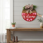 Wood front door sign Wood sign Home decor Welcome sign Sign for front door House warming gift Wedding gift (Welcome Hearts(DS071(A60) S005), 18" Width) - Image 4