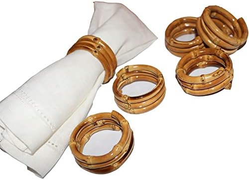 Bamboo Napkin Rings,Napkin Ring Set of 6,Handmade Natural Napkin Holder Ring for Table Decoration by JUSTEMI