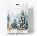 Winter Deer Throw Blanket, Snow Forest Flannel, 80 x 60 - Image 6