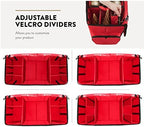 ZOBER All in One Christmas Ornament Storage Box & Decoration Container - Easy Access Removable Trays, Keeps 73 Ornaments - Adjustable Extent Area for Figurines and Pockets for Decoration - Red - Image 5