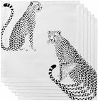 Black Leopard Prints Cloth Napkins Set of 6, Holiday Napkins for Baby Shower, Modern Simple Wildlife Spots Texture Washable Reusable Dinner Napkin for Cocktail Wedding Party, 20 x 20 Inch by Boanket