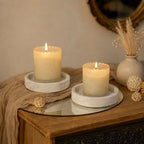 Candle Holders Italy Premium Natural Marble Candlestick Holder for Jar Pillar Candles Large Round Coaster Plate Jewelry Tray Centerpiece for Wedding Dining Table Home Decor White (ZT011) - Image 5
