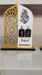 2 Pieces Wood Ramadan Decorations Islamic Eid Mubarak Kareem Table Sign Moon Hollow Star Ornament for Muslim Party Tabletop Decor Home Art Craft Decoration Golden Moon (Silver, Small - 6"W x 9"H) - Image 4