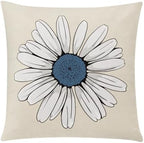 COMMINY Blue Beige Linen Pillow Covers 20x20 Set 6 Farmhouse Throw Cover - Image 6