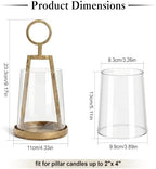 Small Farmhouse Hurricane Candle Holder (4.3" W x 9.2" H), Antique Brass - Image 2