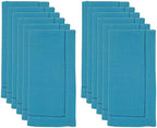 SARO LIFESTYLE Classic Hemstitch Cloth Napkins (Set of 12) - Elegant Everyday Dinner Napkins with Textured Fabric and Hemstitched Border for Dining Tables and Formal Entertaining, 22"x22", Turquoise - Image 3