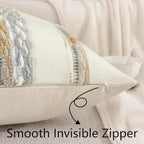Boho Tufted Throw Pillow Covers 18x18 Set of 2 Yellow Gray - Image 4