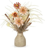 Hollyone Faux Fall Pampas Grass with Vase, Fall Flowers Artificial for Decoration Arrangement Bouquet Plant in Ceramic Vase Fluffy Boho Home Decor Fake Pompass Pompous Grass Floral Autumn Decorations by Hollyone