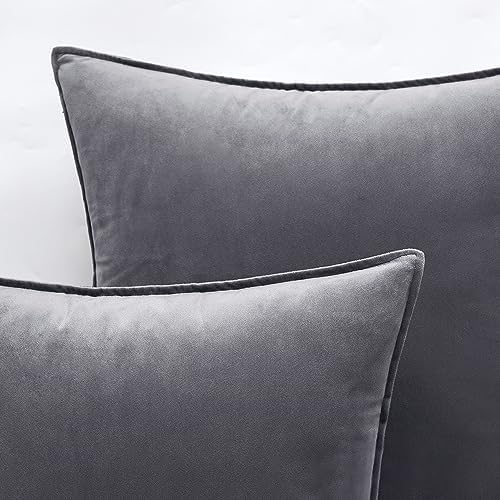 MIULEE Decorative Dark Grey Velvet Throw Pillow Covers for Couch 22x22 Inch - Image 2