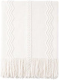 BATTILO HOME Cream Throw Blanket for Couch, Bedroom Decor Boho Throw Blanket, Decorative White Blanket Throw for Sofa Living Room, 50"x60" by BATTILOHOME
