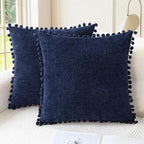 CaliTime Decorative Couch Throw Pillow Covers 22 X 22 Inches Navy Blue by CaliTime