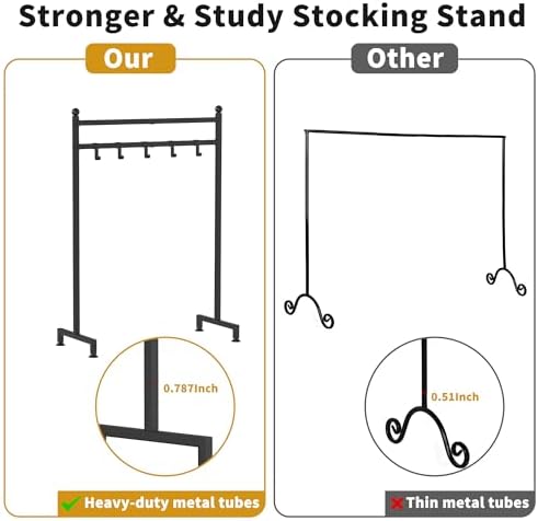 GloTika Christmas Stocking Holder Stand, 6-Hook Freestanding, Metal - Image 4