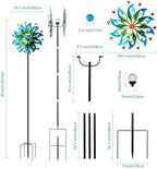 87" Large Solar Wind Spinners Outdoor, Peacock Metal Garden Decor - Image 2