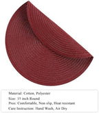 SHACOS Round Placemats Set of 12 for Dining Table 15 inch Round Braided Place Mats Cotton Polyester Washable Non Slip Kitchen Table Mats, Burgundy - Image 2