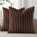 Pallene Faux Fur Decorative Throw Pillow Covers 24x24 Set of 2, Chocolate by PALLENE