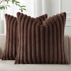Pallene Faux Fur Decorative Throw Pillow Covers 24x24 Set of 2, Chocolate by PALLENE