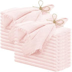 Pesonlook 24 Pcs Pink Handmade Cotton Cloth Napkins with Fringe, 16x16 Inch by Pesonlook