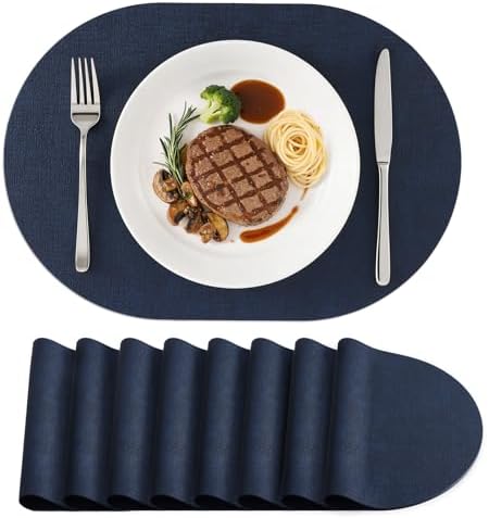 homing Heat Resistant Oval Placemats Set of 8, Navy by homing
