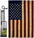 USA Vintage Garden Flag Stand Kit Wall Hanging Decor for Home Porch Patio Post Embroidered Old Glory Decorations Welcome Yard Sign Applique Tapestry Sewing Handcraft Gifts for Grandma by Breeze+Decor