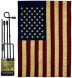 USA Vintage Garden Flag Stand Kit Wall Hanging Decor for Home Porch Patio Post Embroidered Old Glory Decorations Welcome Yard Sign Applique Tapestry Sewing Handcraft Gifts for Grandma by Breeze+Decor