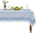 Home Spun & Crafts 110x110 Inches Square Hand Block Print Tablecloth, 100% Cotton, Blue White Floral Table Cloths Washable, Traditional Indian for Dining Outdoor Thanksgiving Halloween Christmas by HomeSpunCrafts
