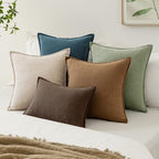 EMEMA Euro Sham Decorative Linen Throw Pillow Covers 26x26 Inch Grass Green - Image 3