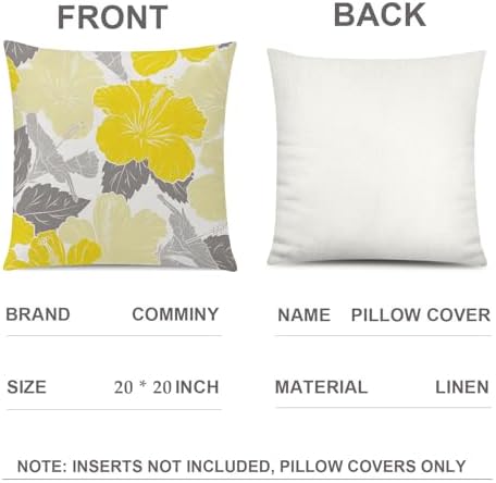 Yellow Throw Pillow Covers 20x20 Set of 6, Large Daisy Floral Home Decor - Image 6