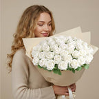 Auihiay 64PCS White Roses Artificial Flower, Fake Silk Roses - Image 5
