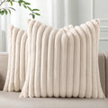 Pallene Faux Fur Decorative Throw Pillow Covers 24x24 Set of 2, Apricot by PALLENE