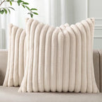 Pallene Faux Fur Decorative Throw Pillow Covers 24x24 Set of 2, Apricot by PALLENE