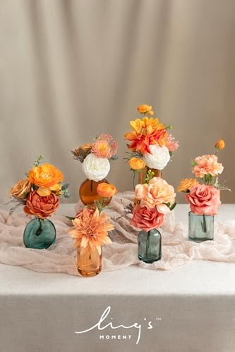 Ling's moment Fake Flowers Box, Vintage Coral & Orange Deluxe Combo - Image 5