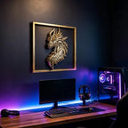 Gold Dragon Head Wall Decor with Metal Frame, Resin Fantasy Dragon Wall Hanging Sculpture, Retro Mythical Animal Head Wall Art Ornament, Luxury Wall Decoration for Living Room Bedroom Office Home - Image 6